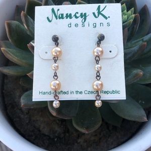 Vintage Nancy K Pearl Silver Dangle Earring Strand